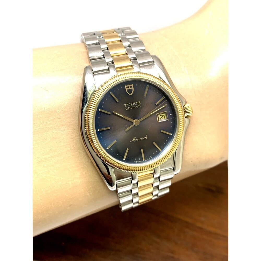 Tudor Mens Watch 15633 Monarch Vintage Swiss Brown Dial Two Tone Gold Steel 36mm - Picture 10 of 14
